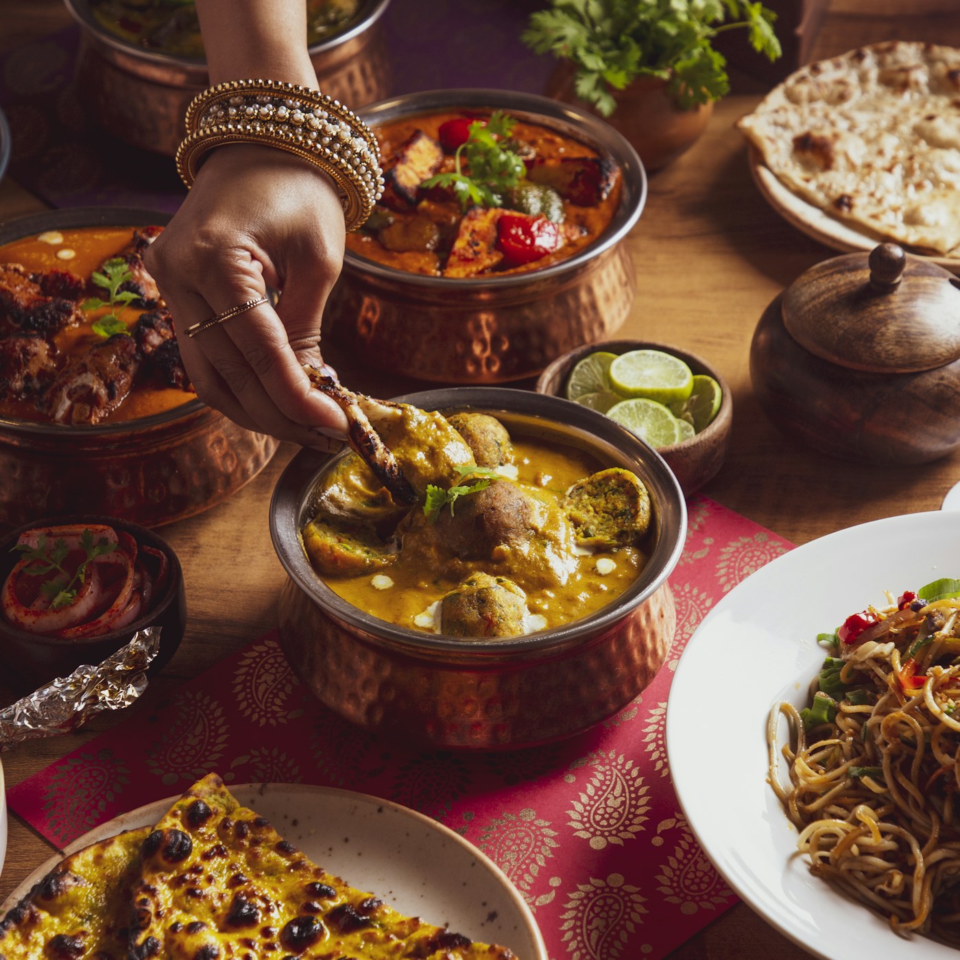 Traditional Hyderabadi spread served at a family gathering